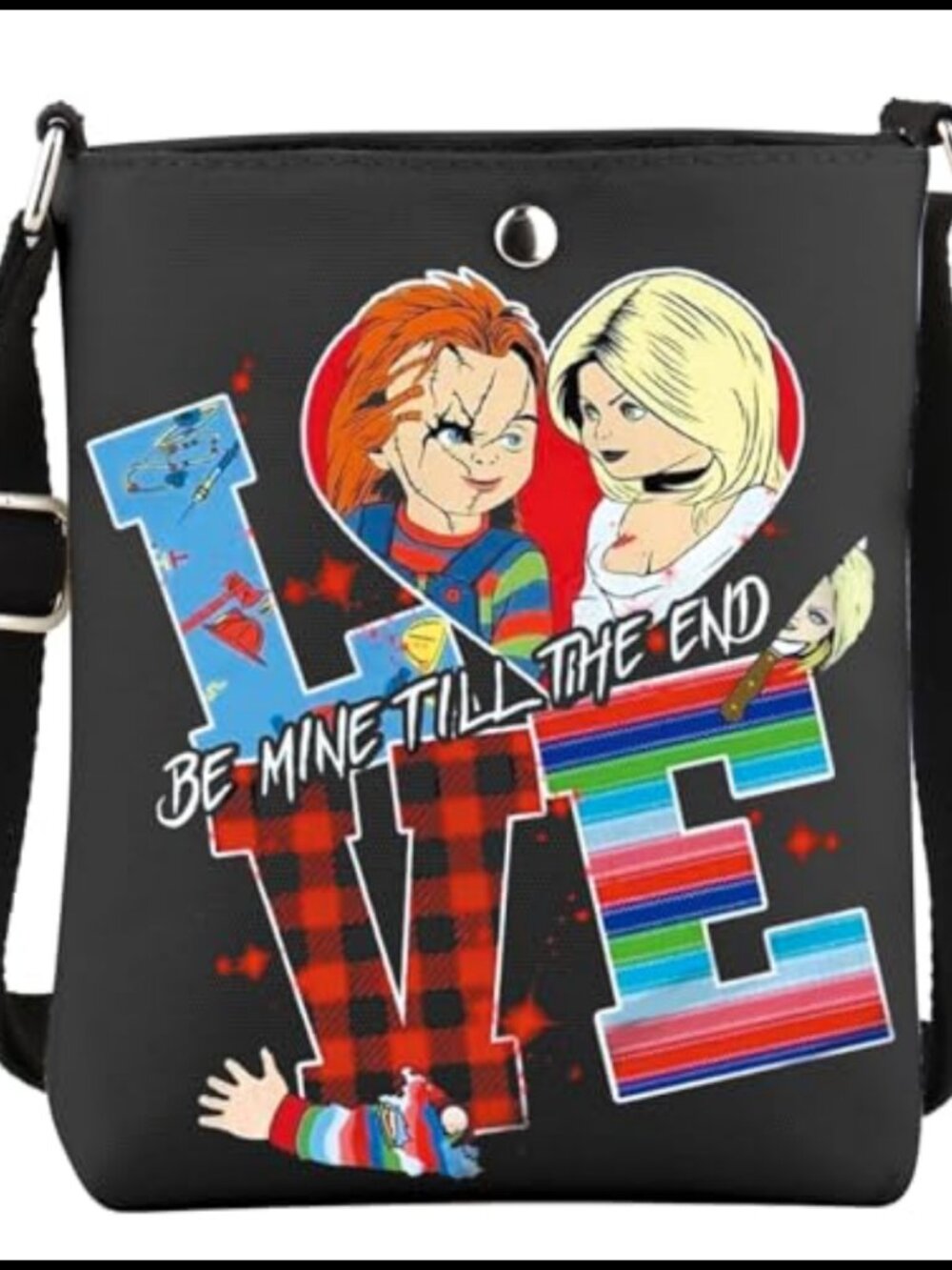 Killer Doll Graphic Canvas Crossbody Bag Multifunctional Travel Pouch